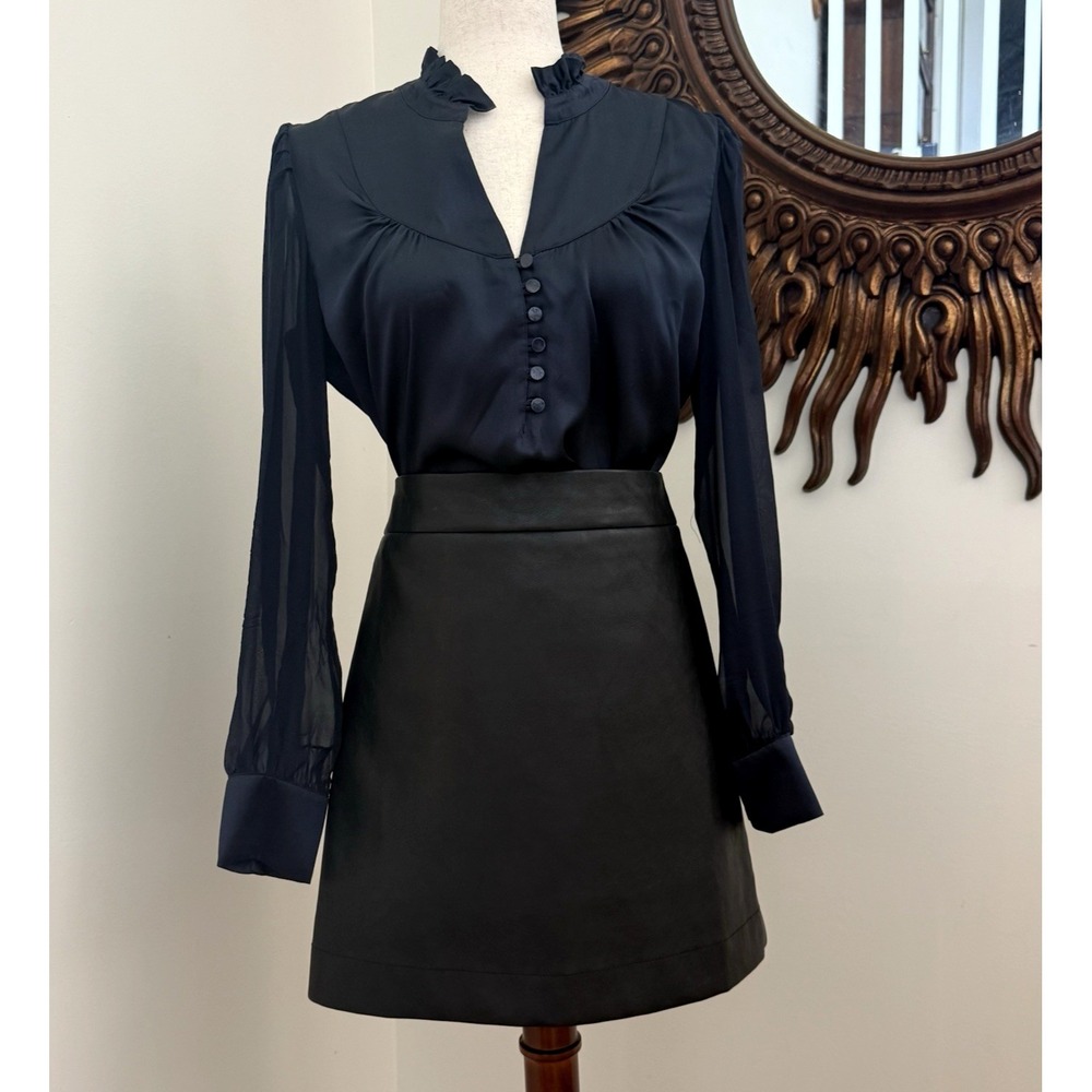 J.Crew Faux Leather Mini Skirt Size‎ 4 Black A-Line NWT Vegan Leather F/W